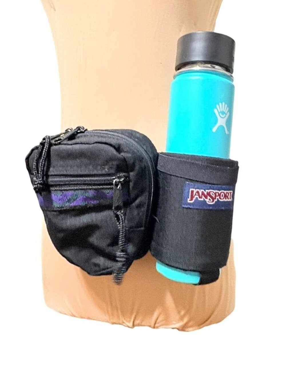 Vintage Jansport Fanny Pack Belt Bag Water Bottle Holder Retro Hike Camping